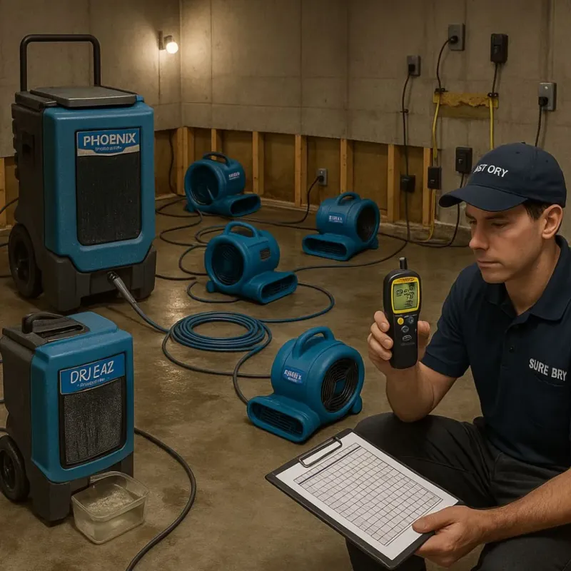 Structural Drying and Dehumidification process in Copper Canyon, TX